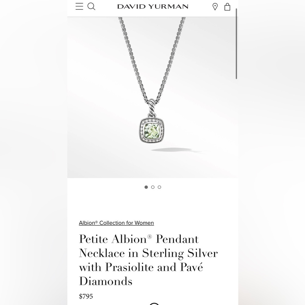 Petite Albion Pendant Necklace Sterling Silver with Prasiolite and Pavé Diamonds